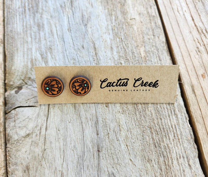 "Millie" Handmade Genuine Leather Stud Earrings