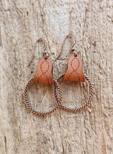 "Lari Dee"  Handmade Boot Stitch Leather & Rope Earrings