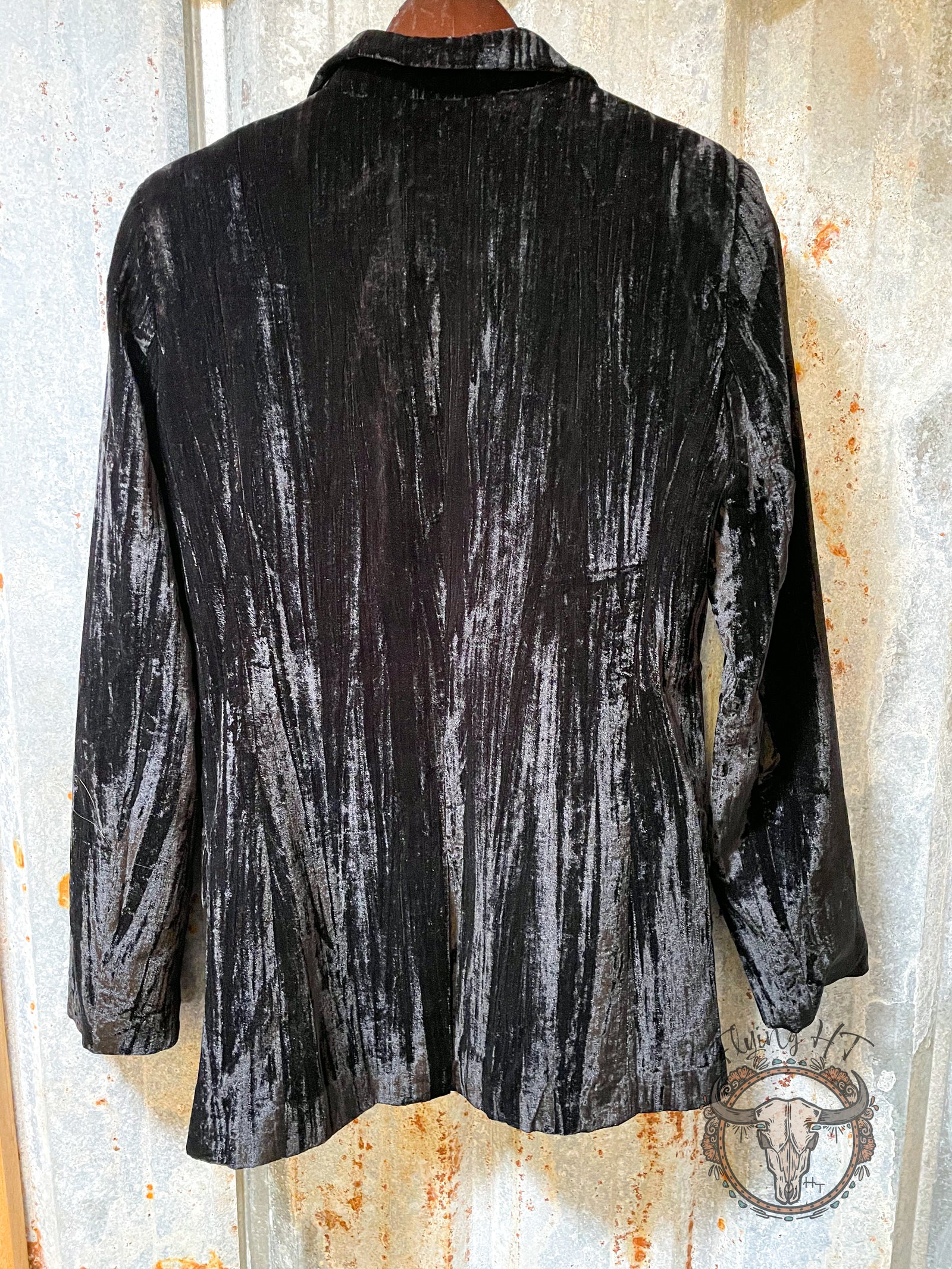 Black crushed velvet blazer best sale