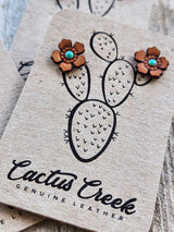 Western Rose Genuine Leather Earrings